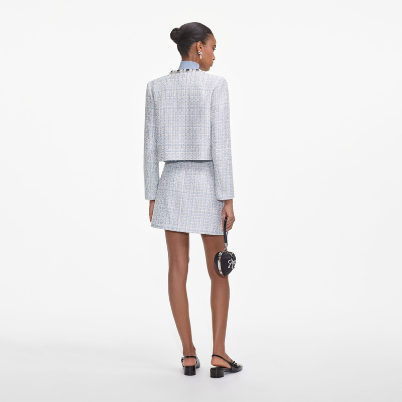 self-portrait Blue Boucle Mini Skirt outlook