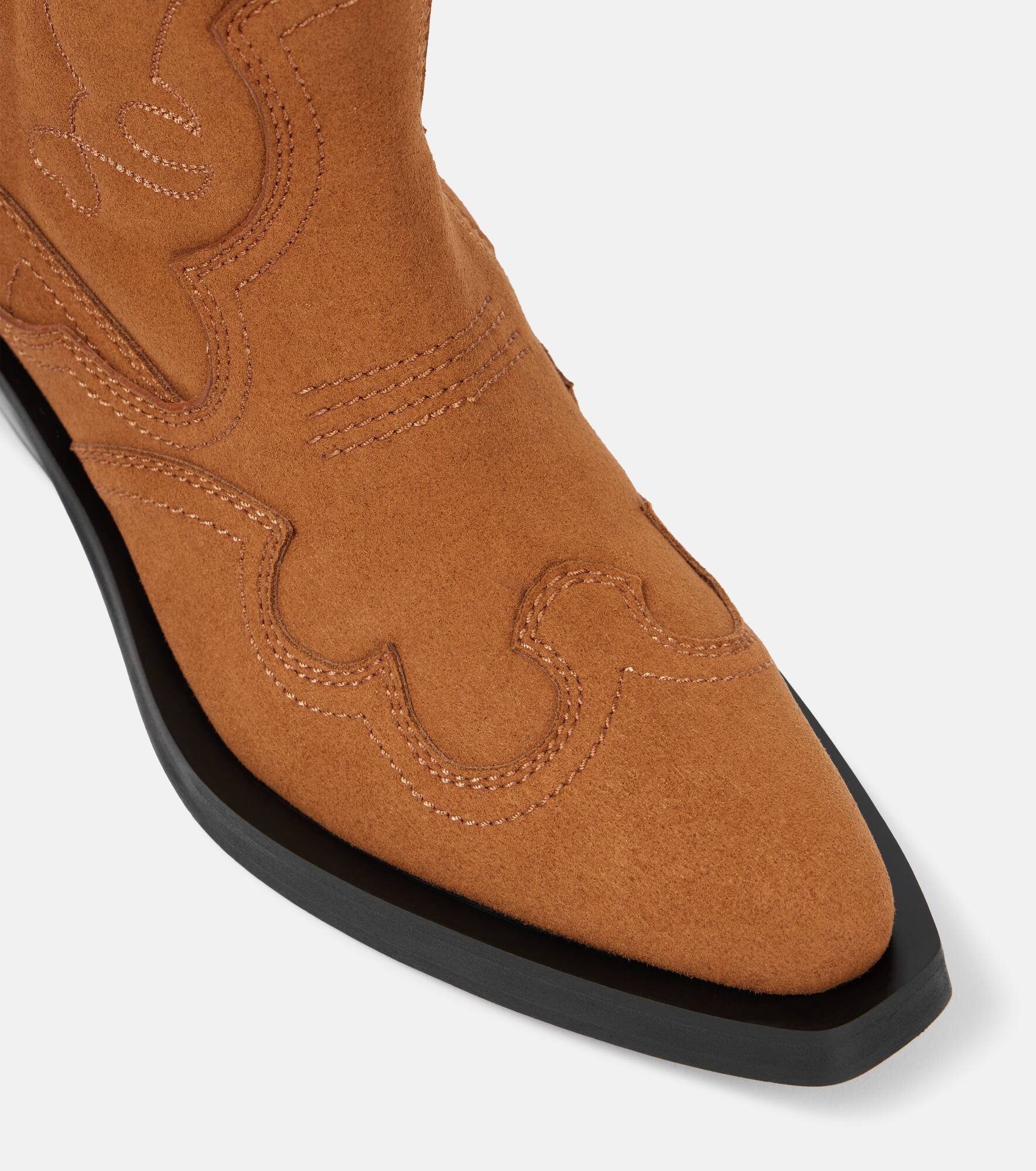 Embroidered faux leather cowboy boots - 5