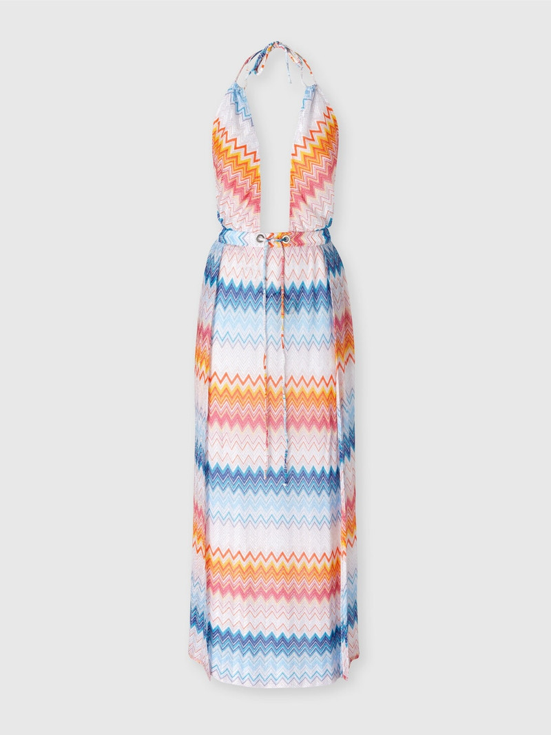 Long cover-up dress in zig zag lamé viscose blend 1