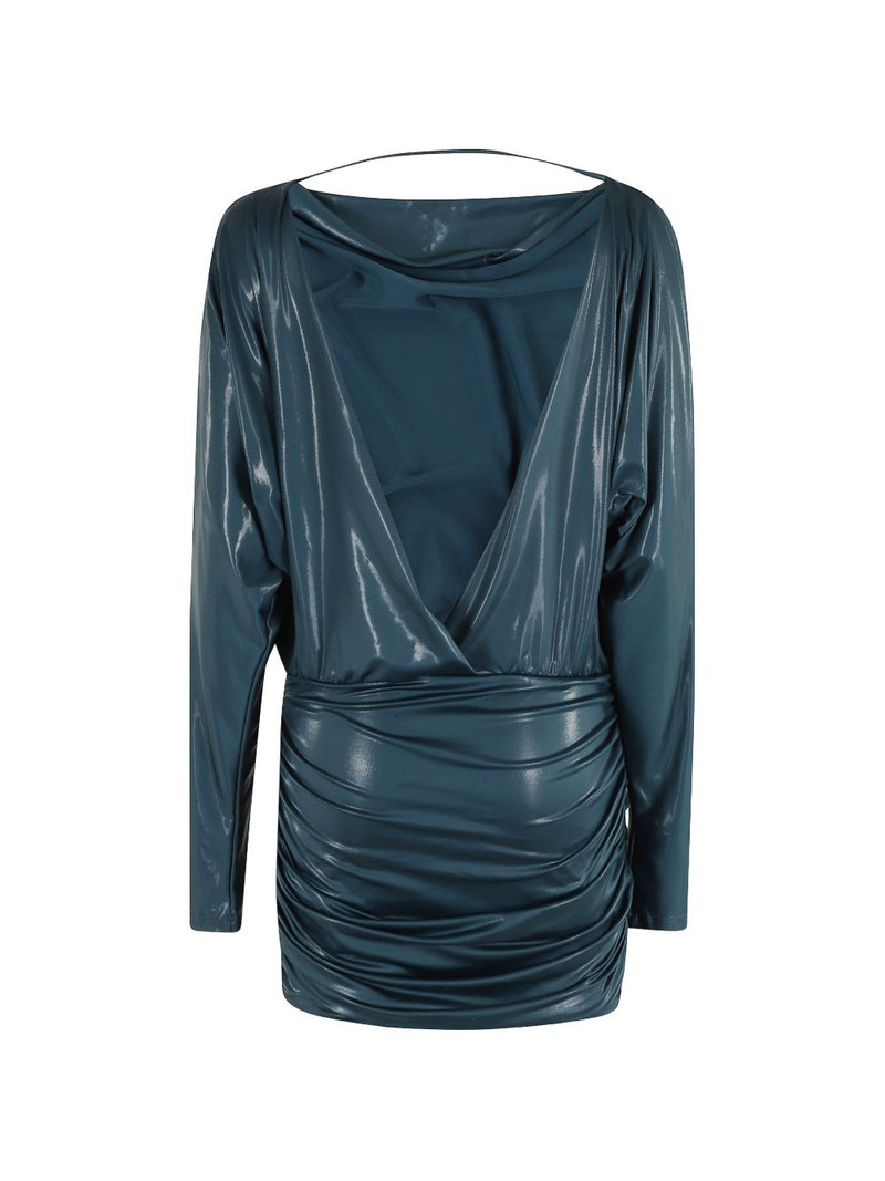 long-sleeved draped mini dress 1