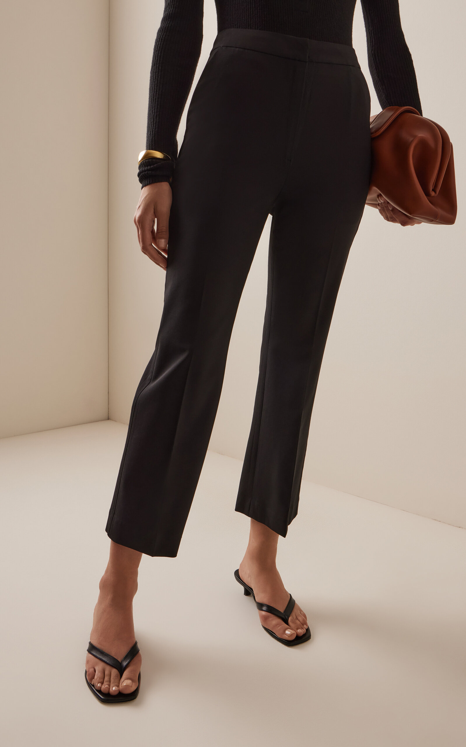 Wool Cropped Cigarette Trousers black - 3