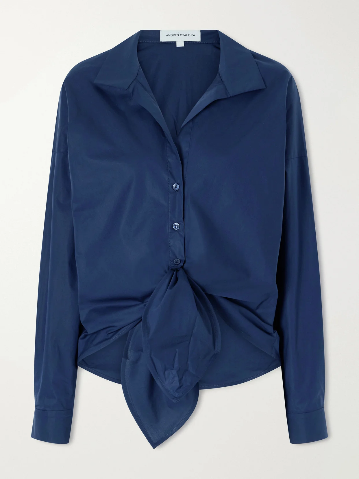 Dalila Knotted Cotton-poplin Blouse - 1