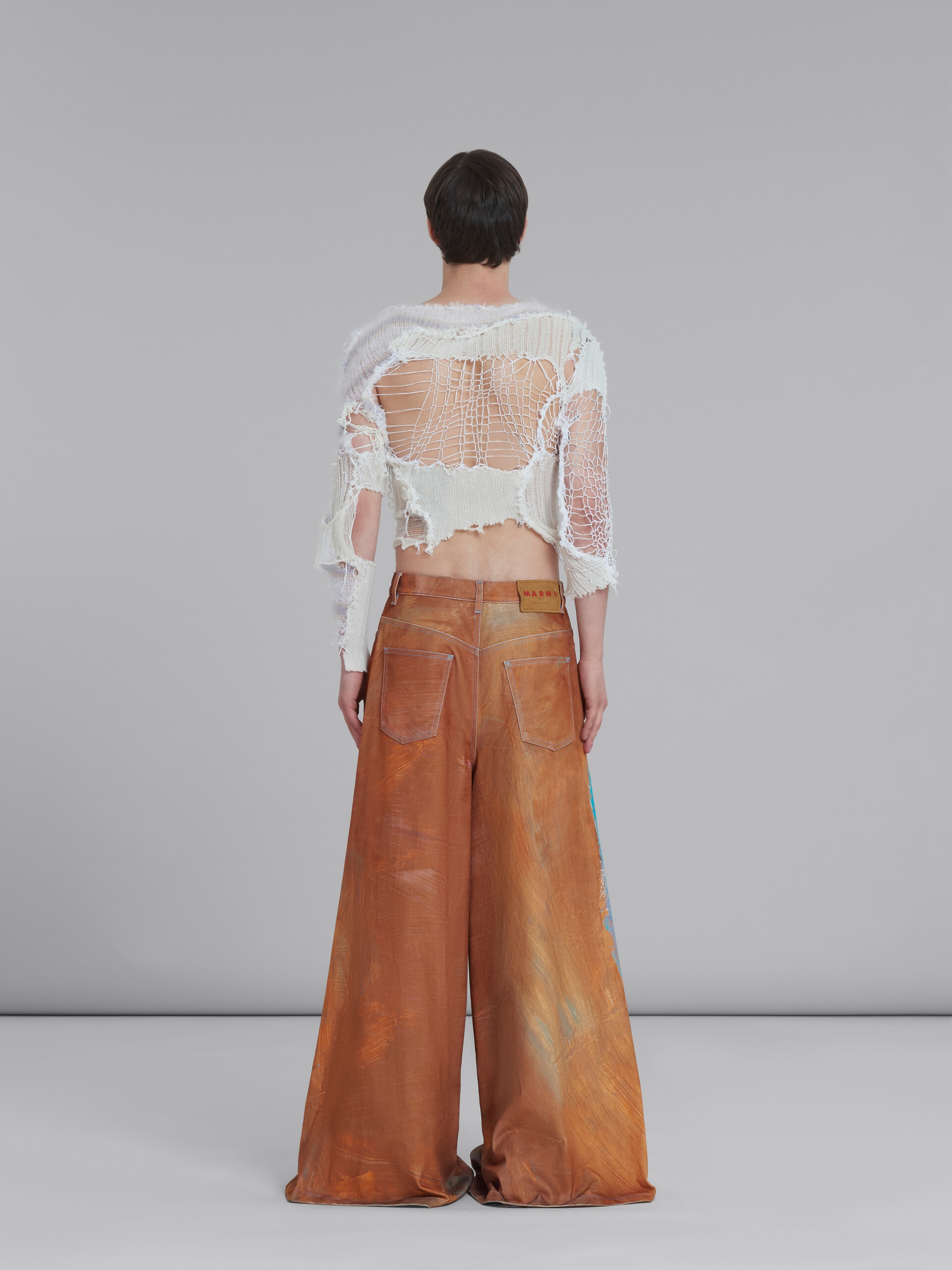 WIDE 5 POCKET TROUSERS IN DENIM WITH RAINBOW PRINT - 3