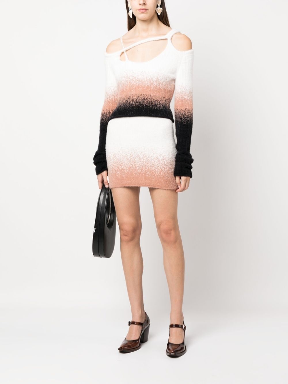 gradiebt-effect off-shoulder knitted jumper - 2