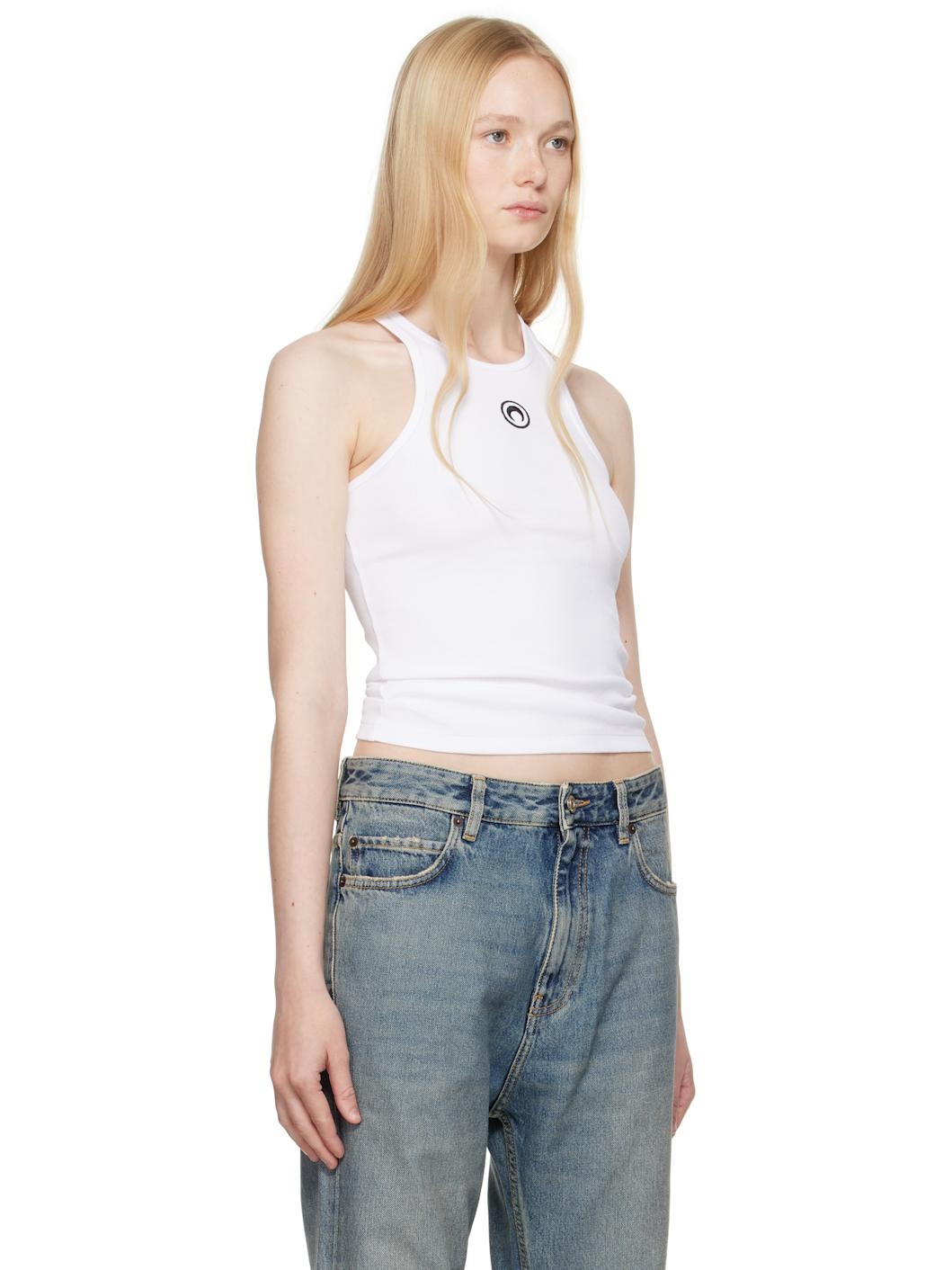 White Moon Logo Ribbed Jersey Tank Top - 2