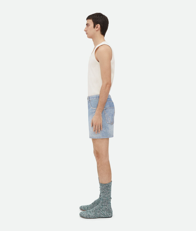 Bottega Veneta Printed Leather Denim Shorts outlook