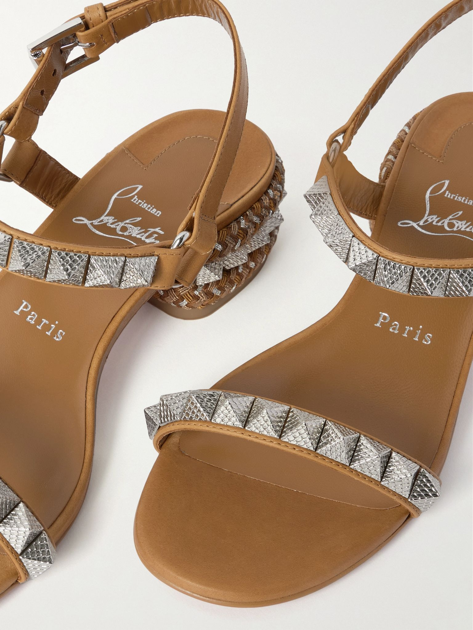 Pyrasand 30 studded leather sandals Tan - 4