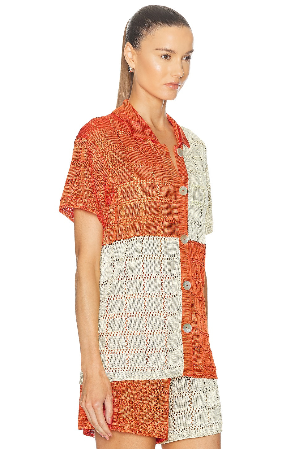 For Fwrd Two Tone Short Sleeve Patchwork Shirt - 2