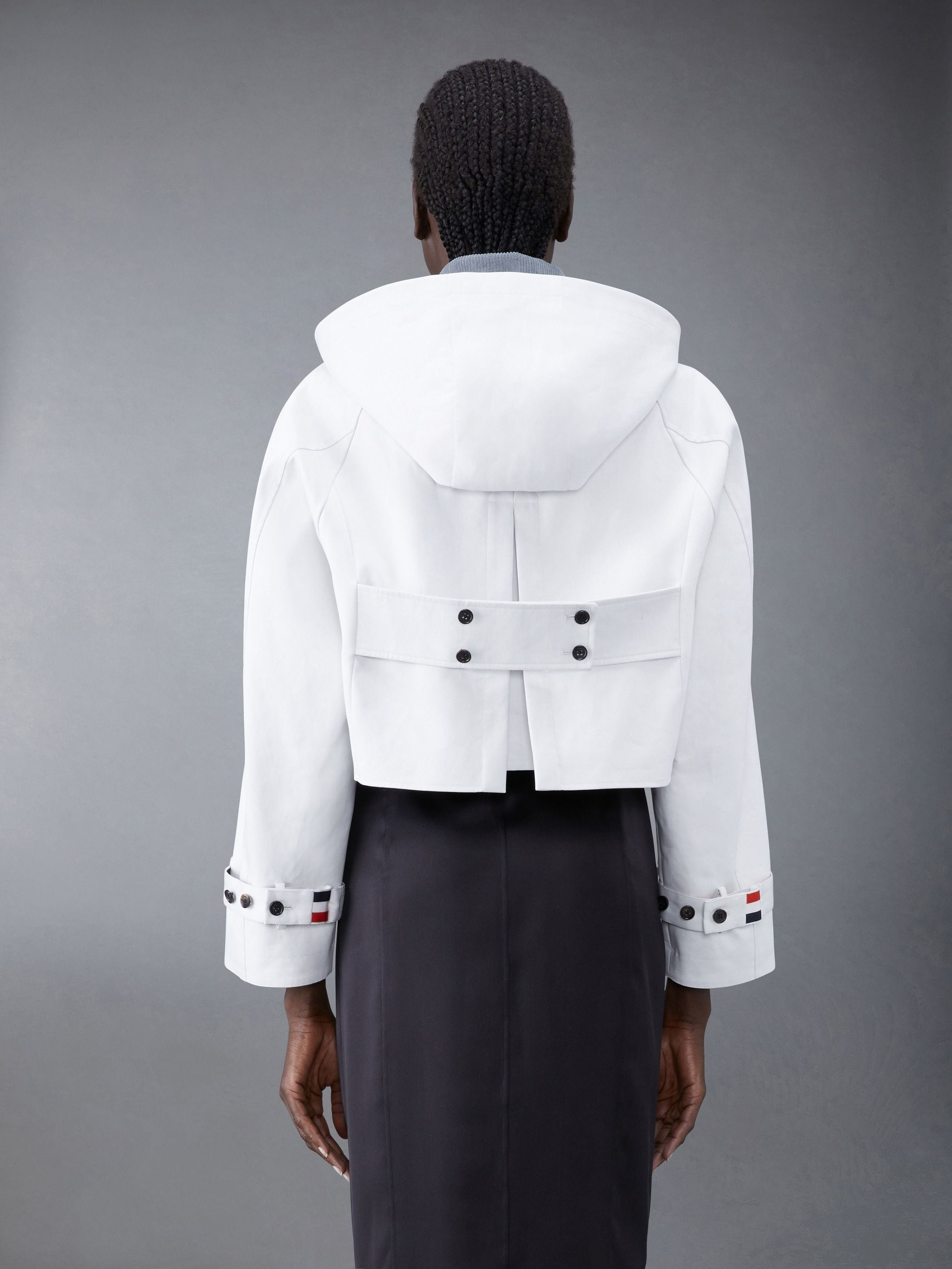 Mackintosh Removable Tie Hood Cropped Car Coat - 2