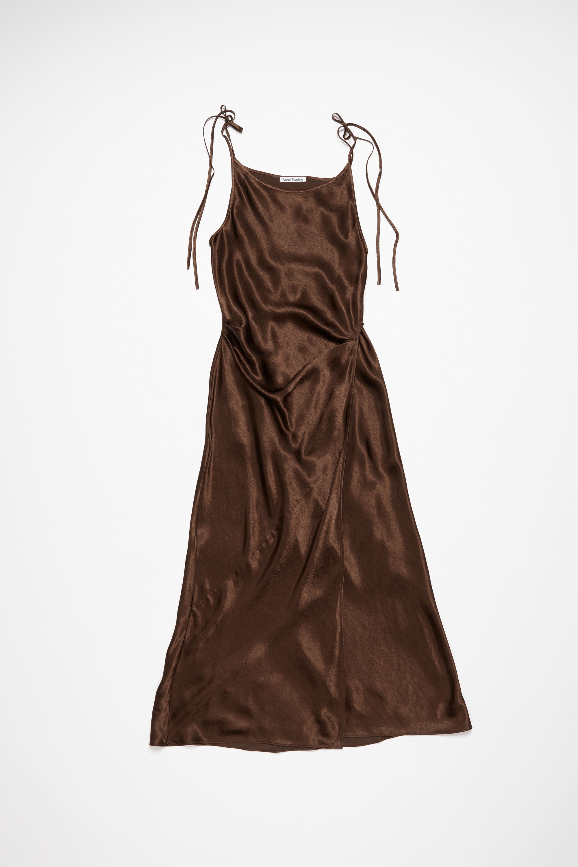 Satin dress - Chocolate brown - 1