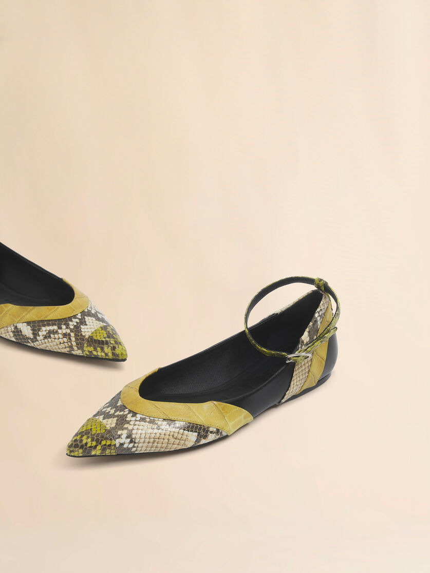 GREEN LEATHER POINTED-TOE BALLERINA - 5