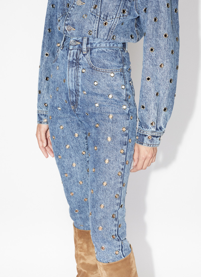 EYELET DENIM JEANS 5