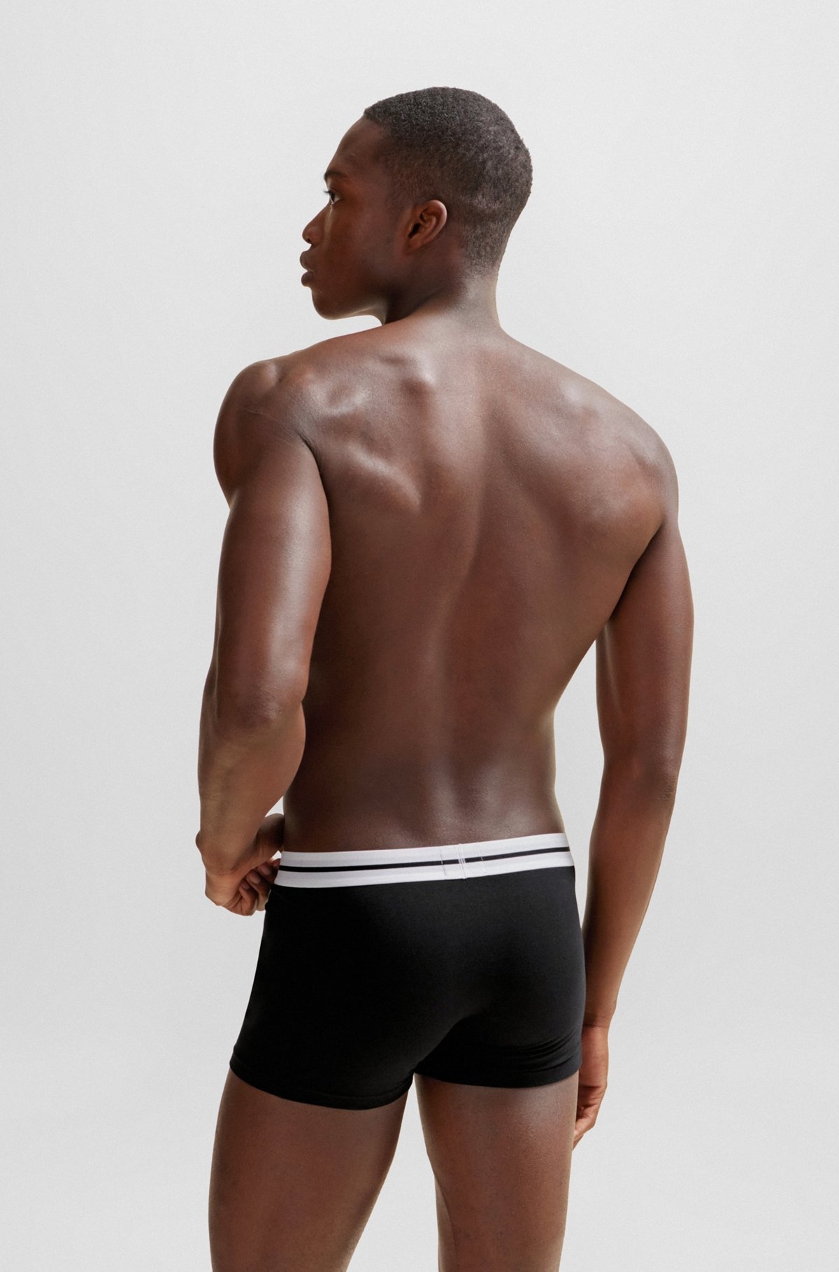THREE-PACK OF STRETCH-COTTON TRUNKS WITH LOGO WAISTBANDS - 3