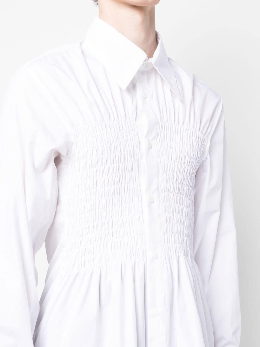 smocking stitch long-sleeve shirt - 5