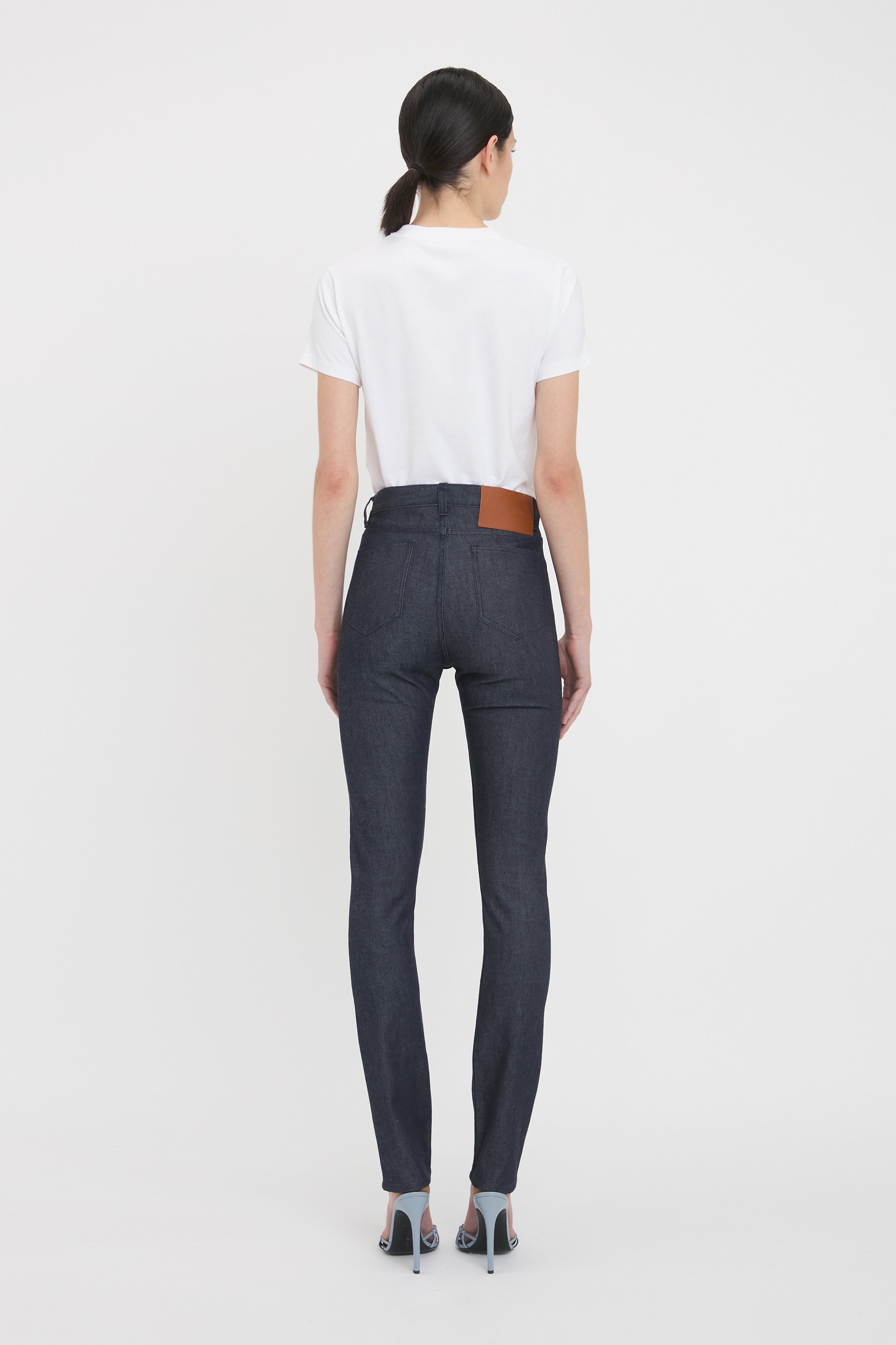 High Waisted Skinny Jean In Dark Indigo Raw - 4