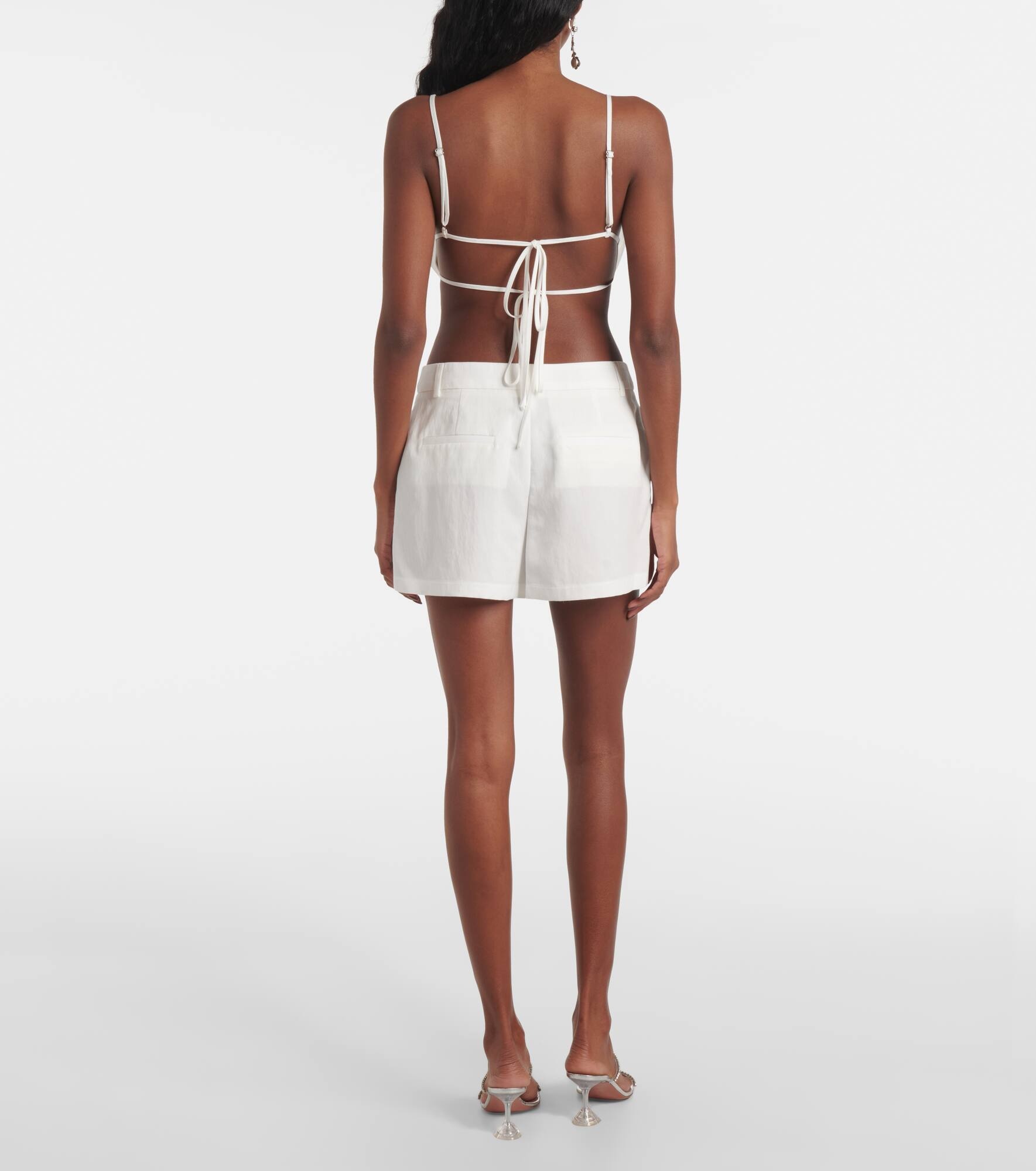 Floral-appliqué gabardine shorts - 3
