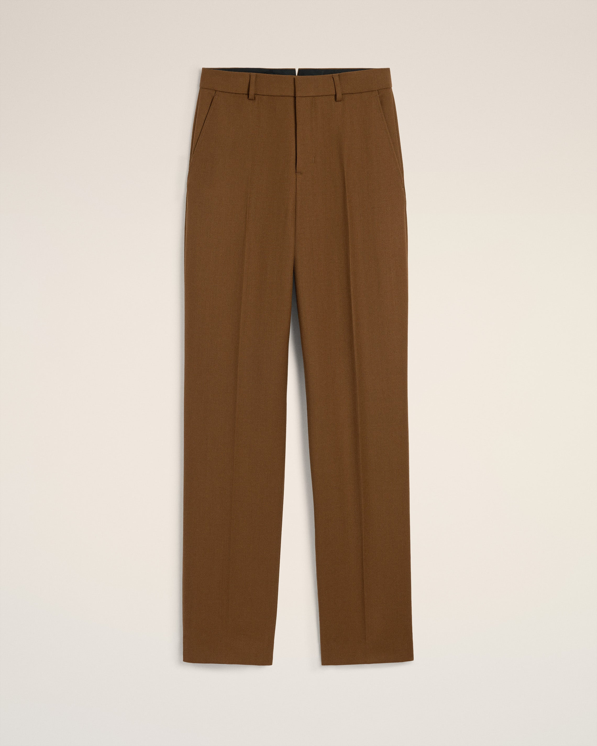 BROWN WOOL LARGE FIT TROUSERS - 2