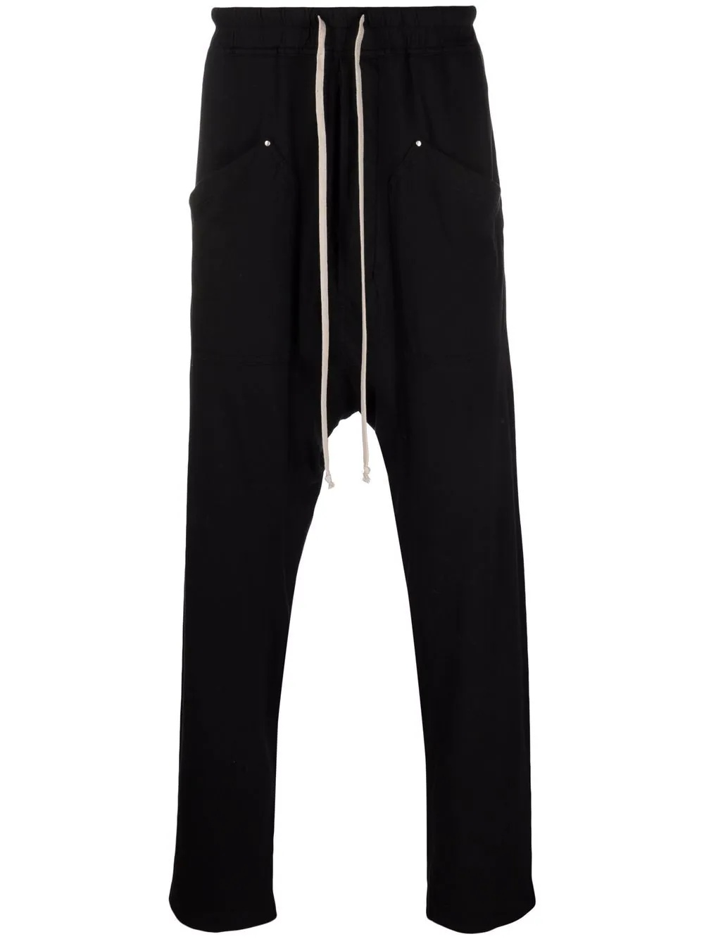 drop-crotch drawstring cotton trousers - 1