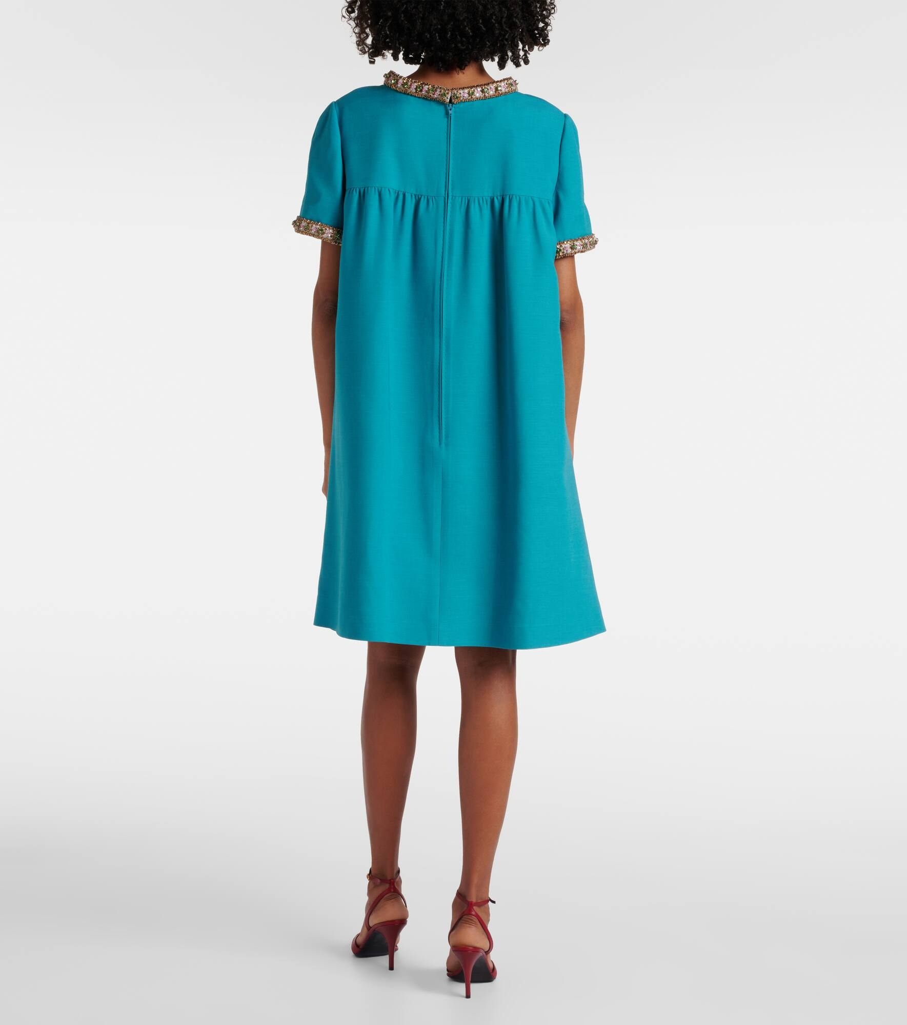 Wool and silk embellished cocktail dress - 3