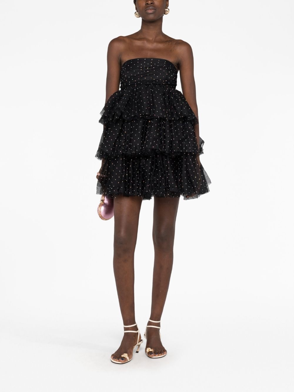 crystal-embellished ruffle minidress - 2