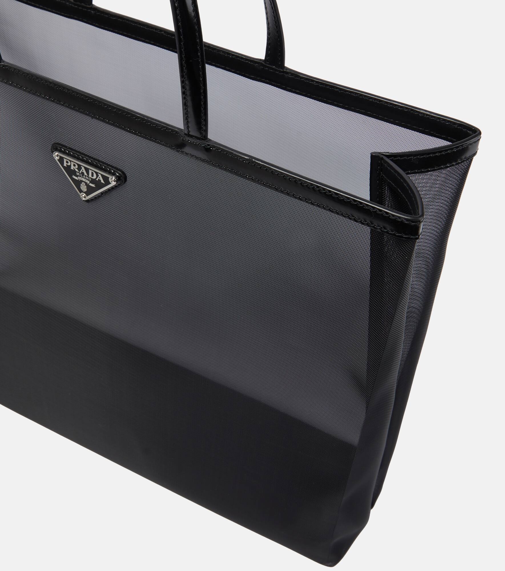 Large leather-trimmed mesh tote - 3