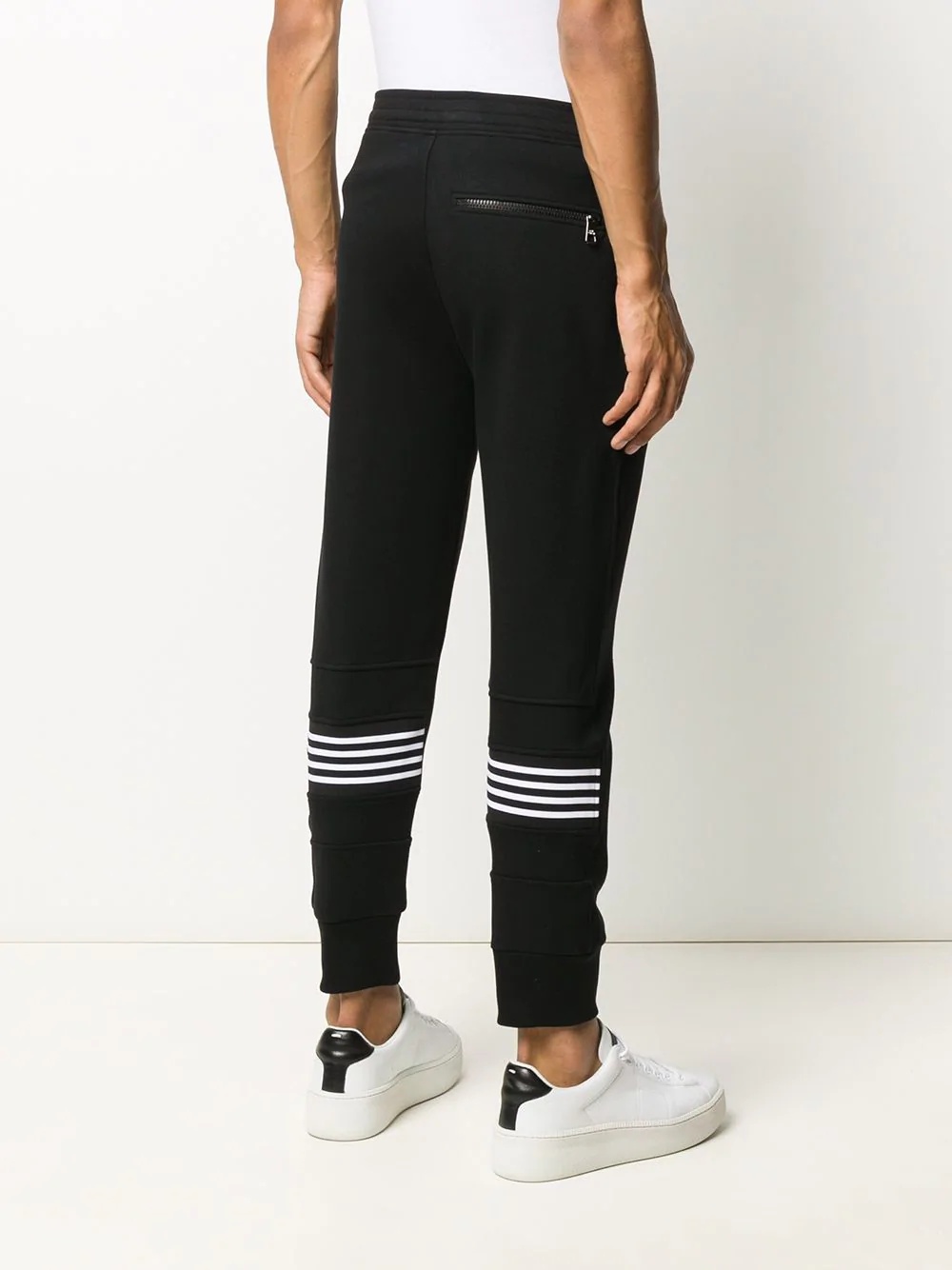 stripe print detail track trousers - 4