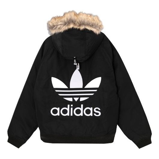 Adidas originals hooded coat with back logo in black on sale