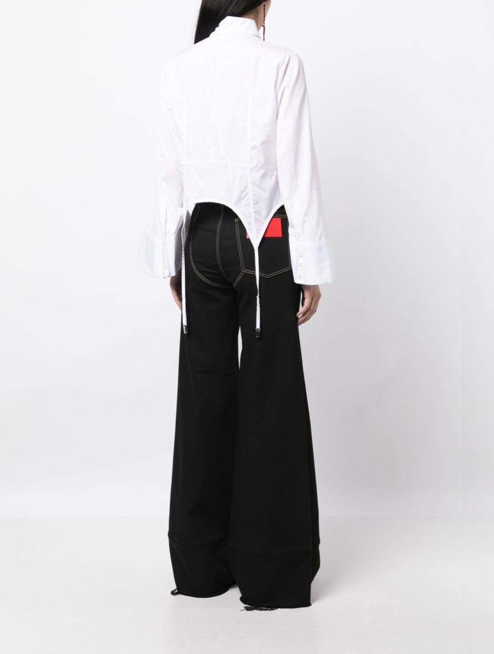 braces-detail long-sleeve shirt - 4
