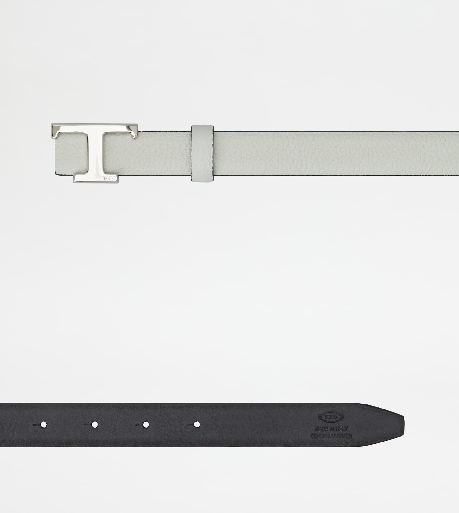 T TIMELESS REVERSIBLE BELT IN LEATHER - GREY, BLUE - 3