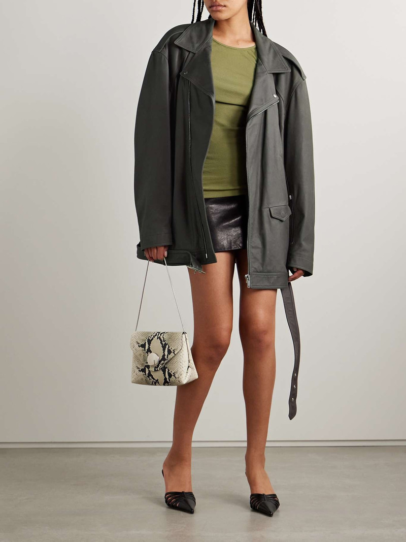 Rick Owens Jumbo Luke Stooges waxed-leather biker jacket outlook