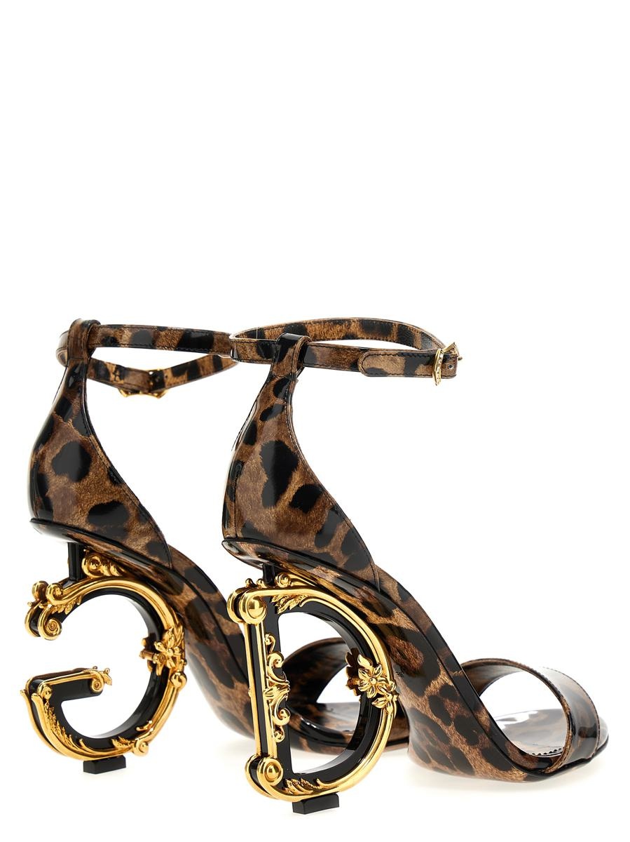 DOLCE & GABBANA ANIMAL-PRINT SANDALS WITH LOGO HEEL - 2