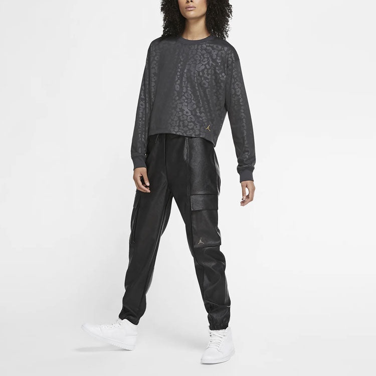 (WMNS) Air Jordan Court-To-Runway High Waist Trousers Black CW6487-010 - 5