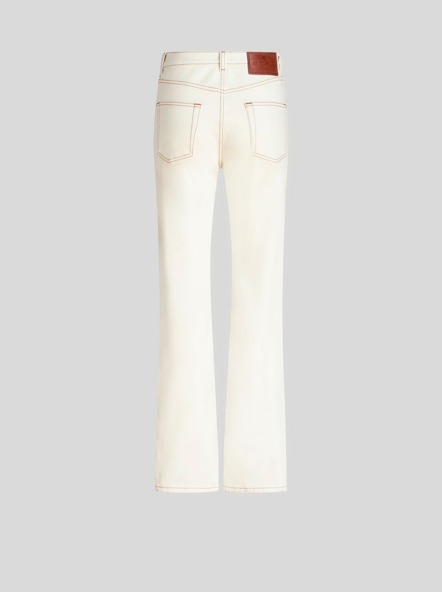 JEANS WITH FLORAL SIDE BANDS - 5