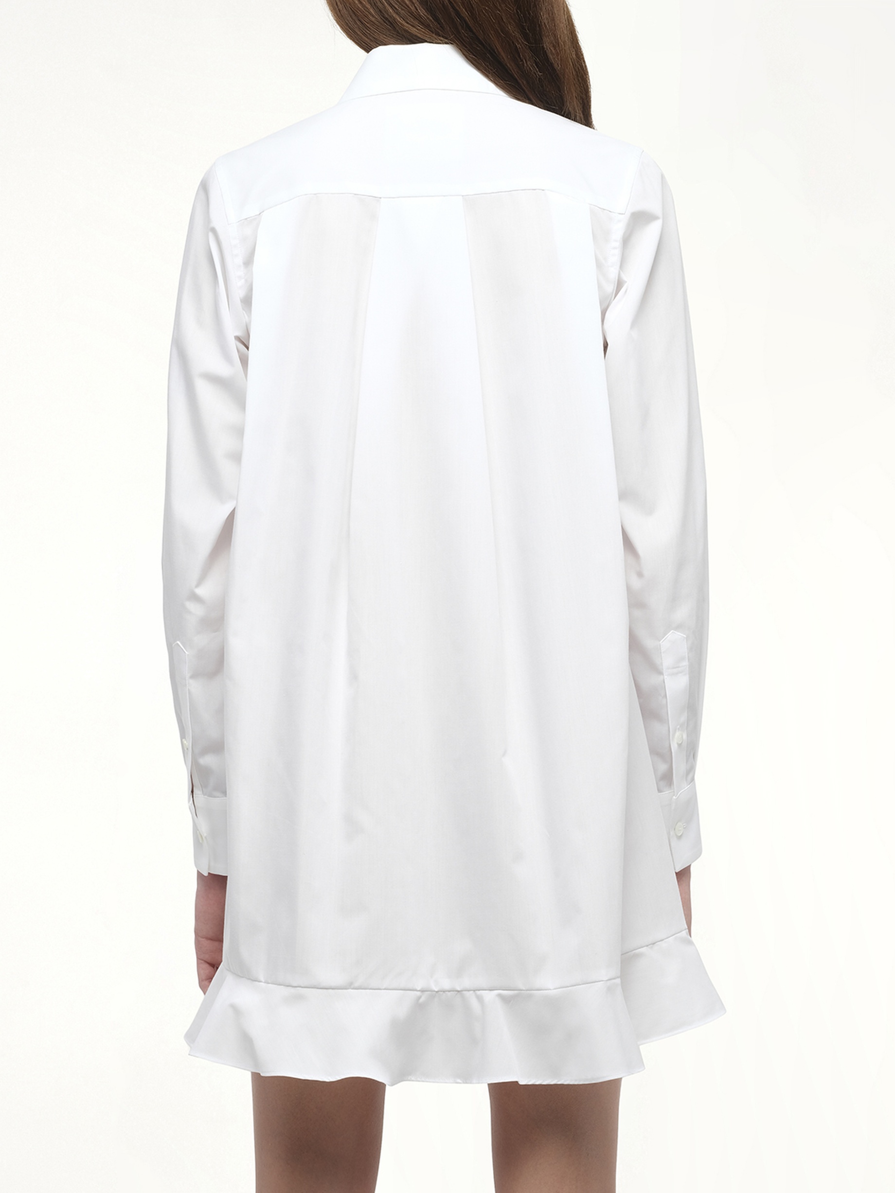 Frill Poplin Dress in Off White - 6