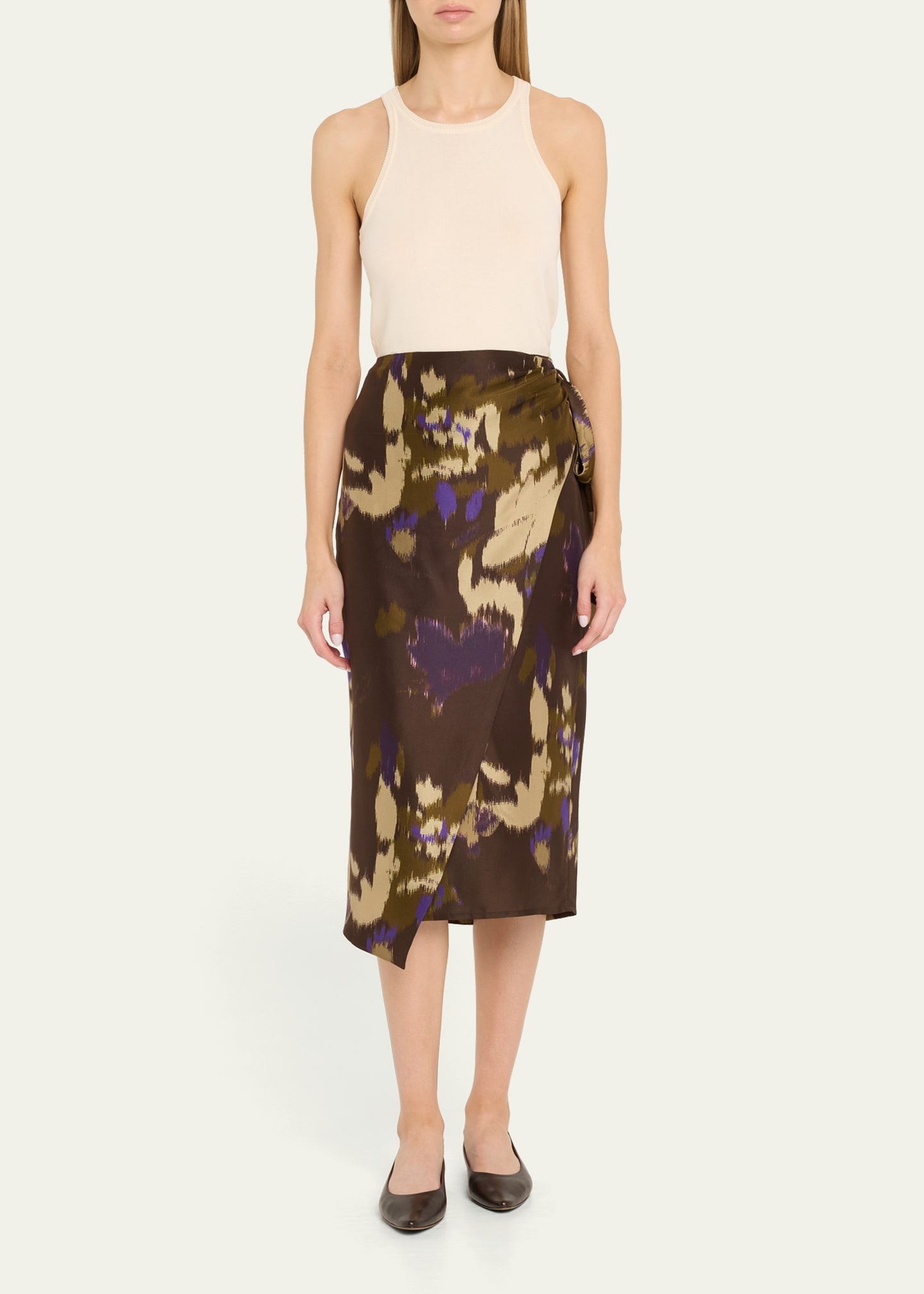 Dritto Abstract Wrap Midi Skirt - 2