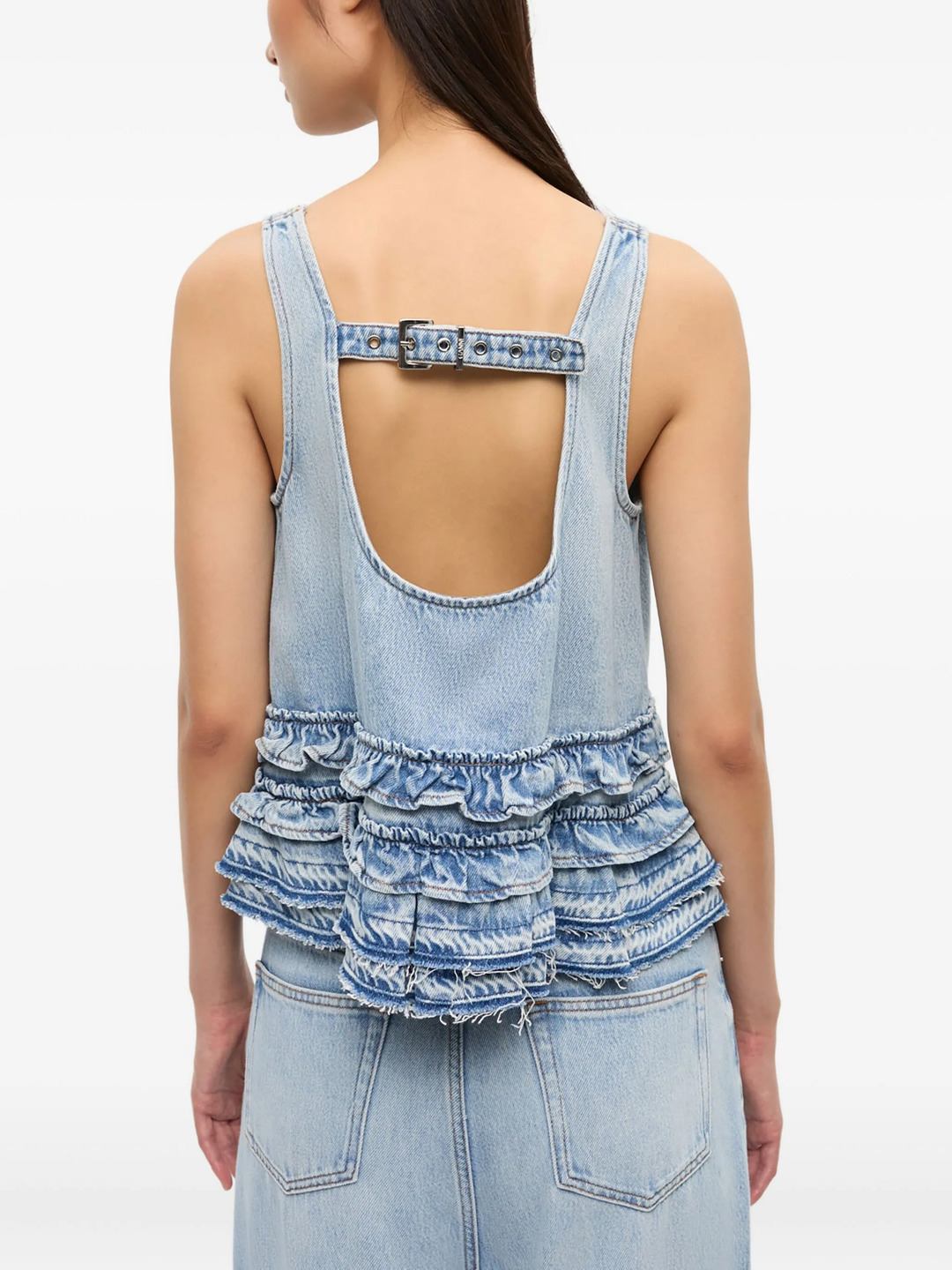 Soft Rigid Denim Frill Top - 4