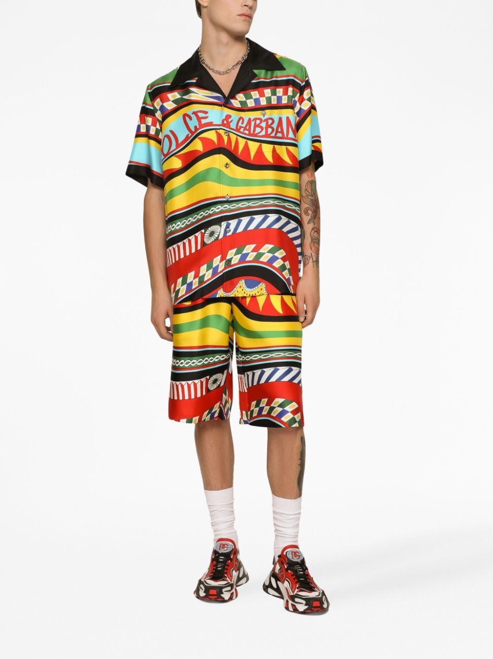 Carreto-print silk bermuda shorts - 3