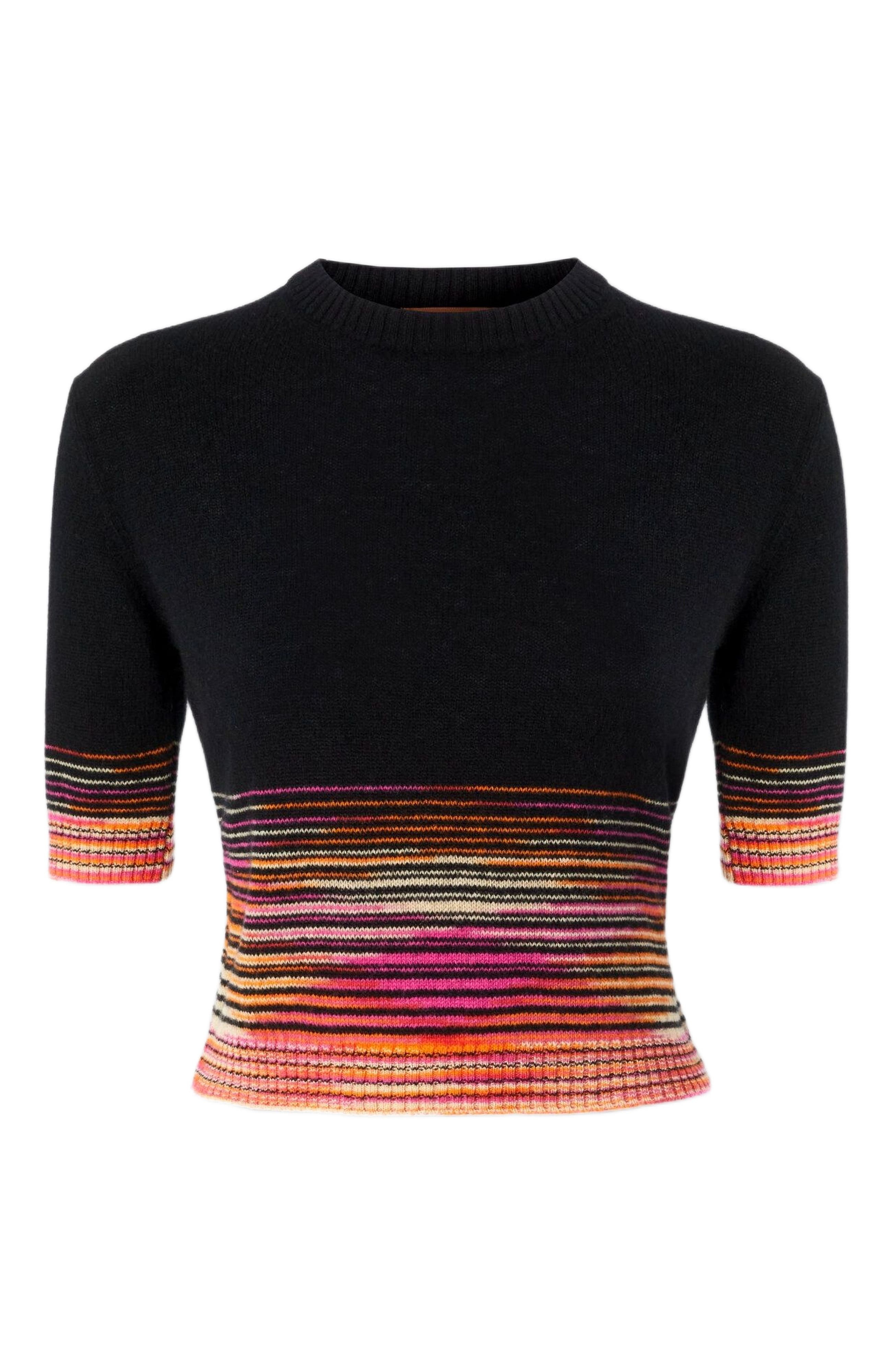 Missoni Short-sleeved Flared Cashmere Crewneck Crop Top in Multicoloured at Nordstrom - 2