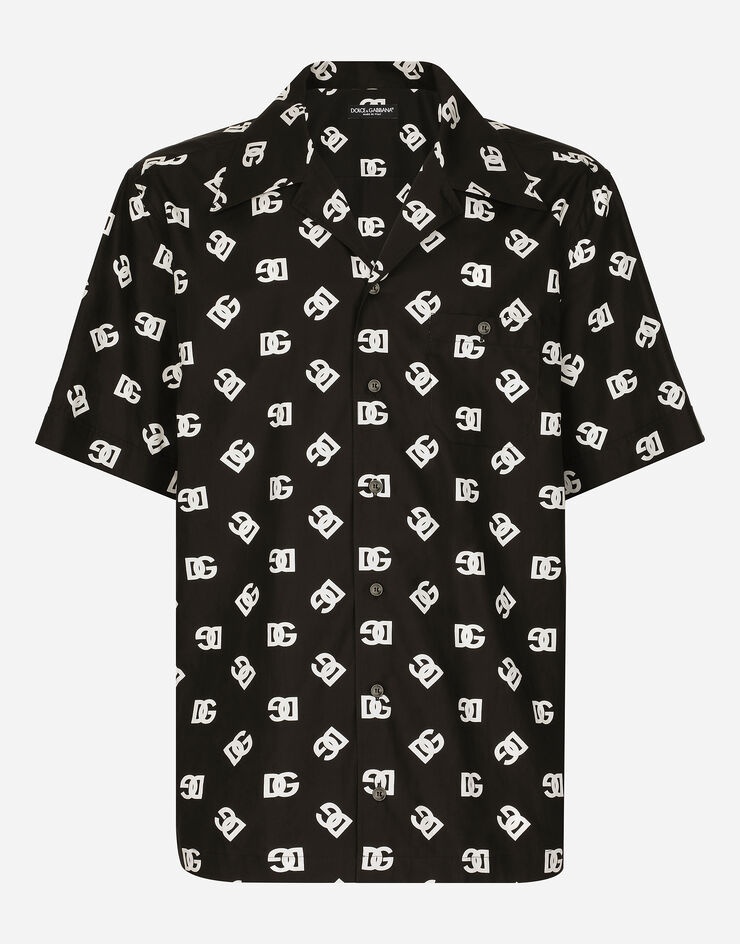 Cotton Hawaiian shirt with DG Monogram print - 1