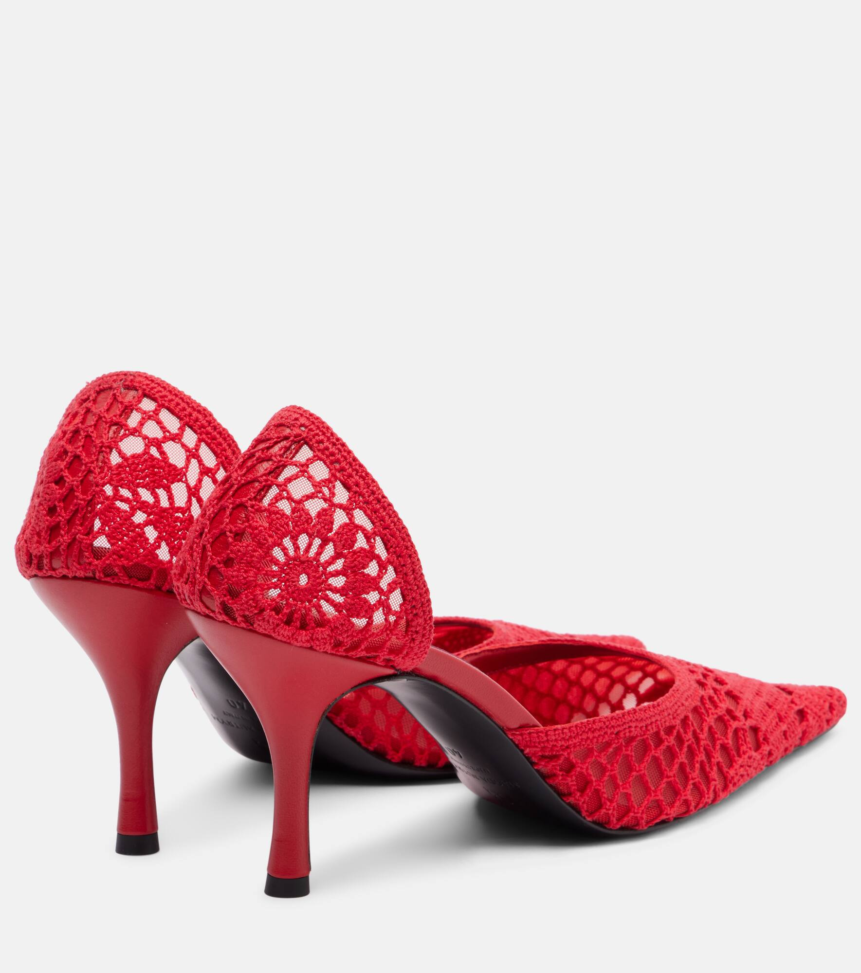 Crochet leather-trimmed pumps - 2