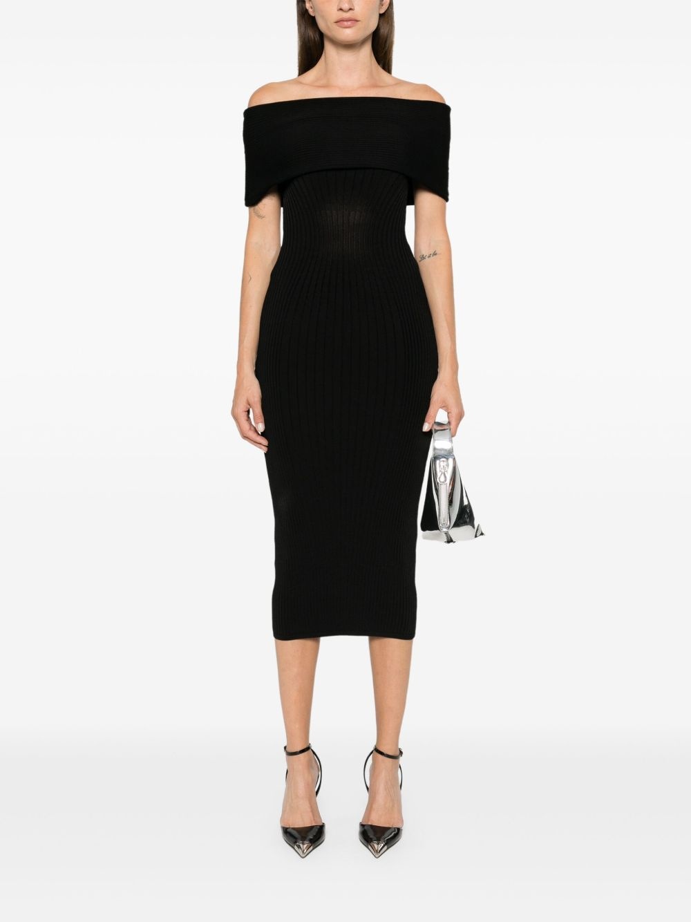 off-shoulder knit dress - 2