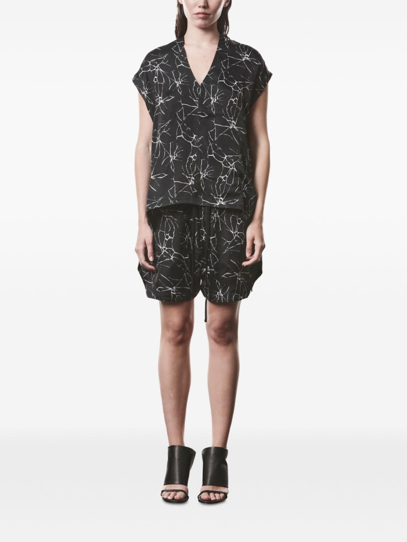 thom/krom V-neck marble-print blouse outlook