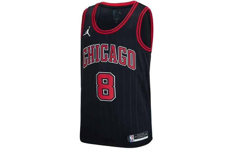 Air Jordan NBA Sports Basketball Jersey SW Fan Edition 20 Season Chicago Bulls Zach LaVine No. 8 Bla - 2
