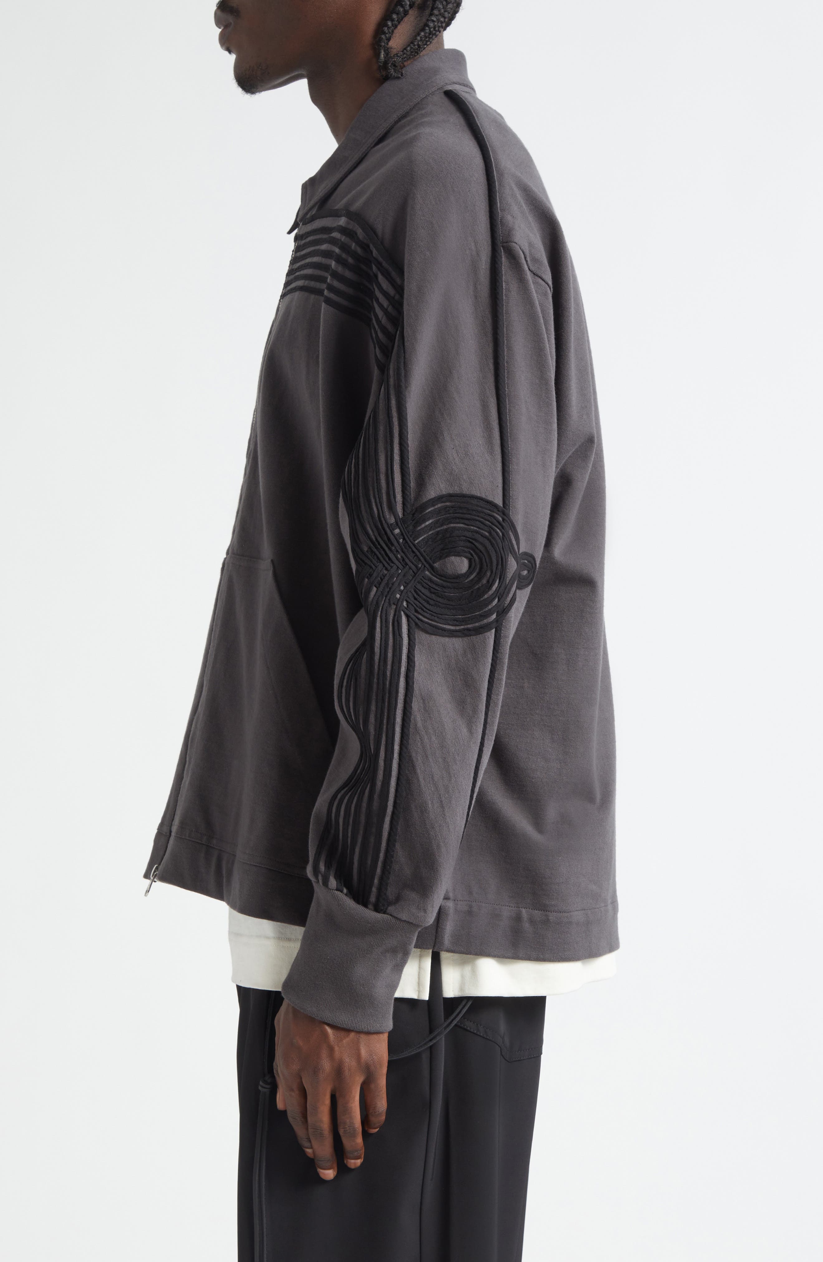 SONG FOR THE MUTE Appliqué Track Jacket in Washed Black at Nordstrom - 4