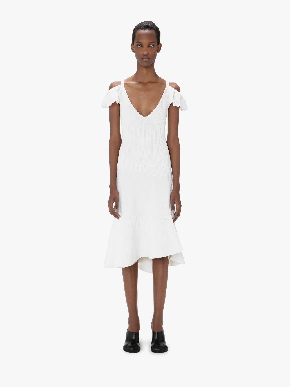 COLD SHOULDER RUFFLE DRESS - 2