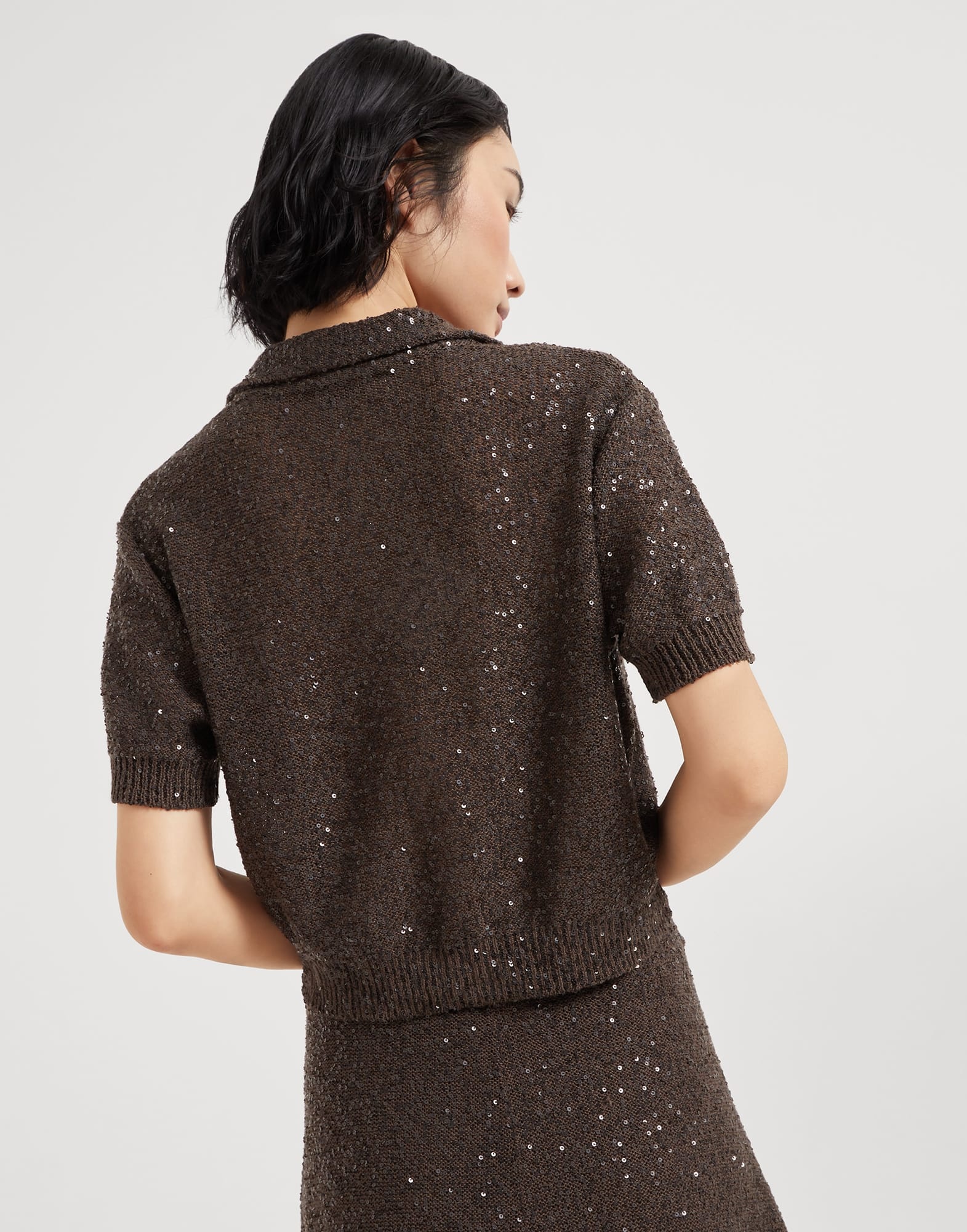 Linen, cashmere and silk dazzling texture knit polo shirt - 2