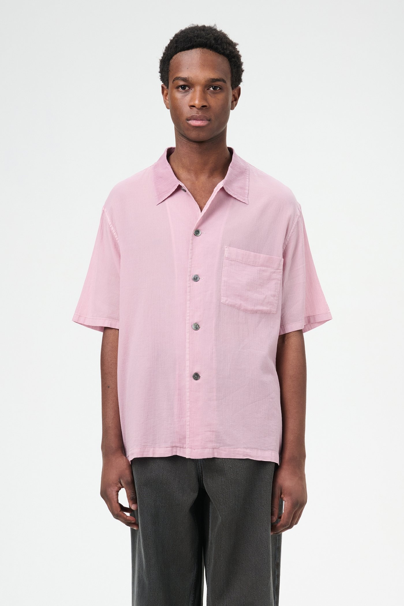 Box Shirt Shortsleeve Dusty Lilac Coated Voile - 3