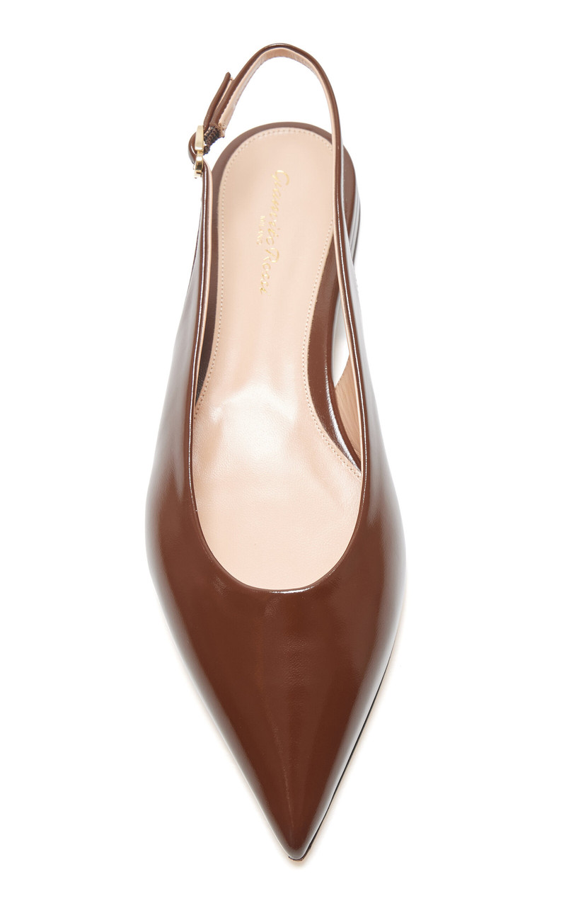 Gianvito Rossi Robbie Leather Slingback Flats brown outlook