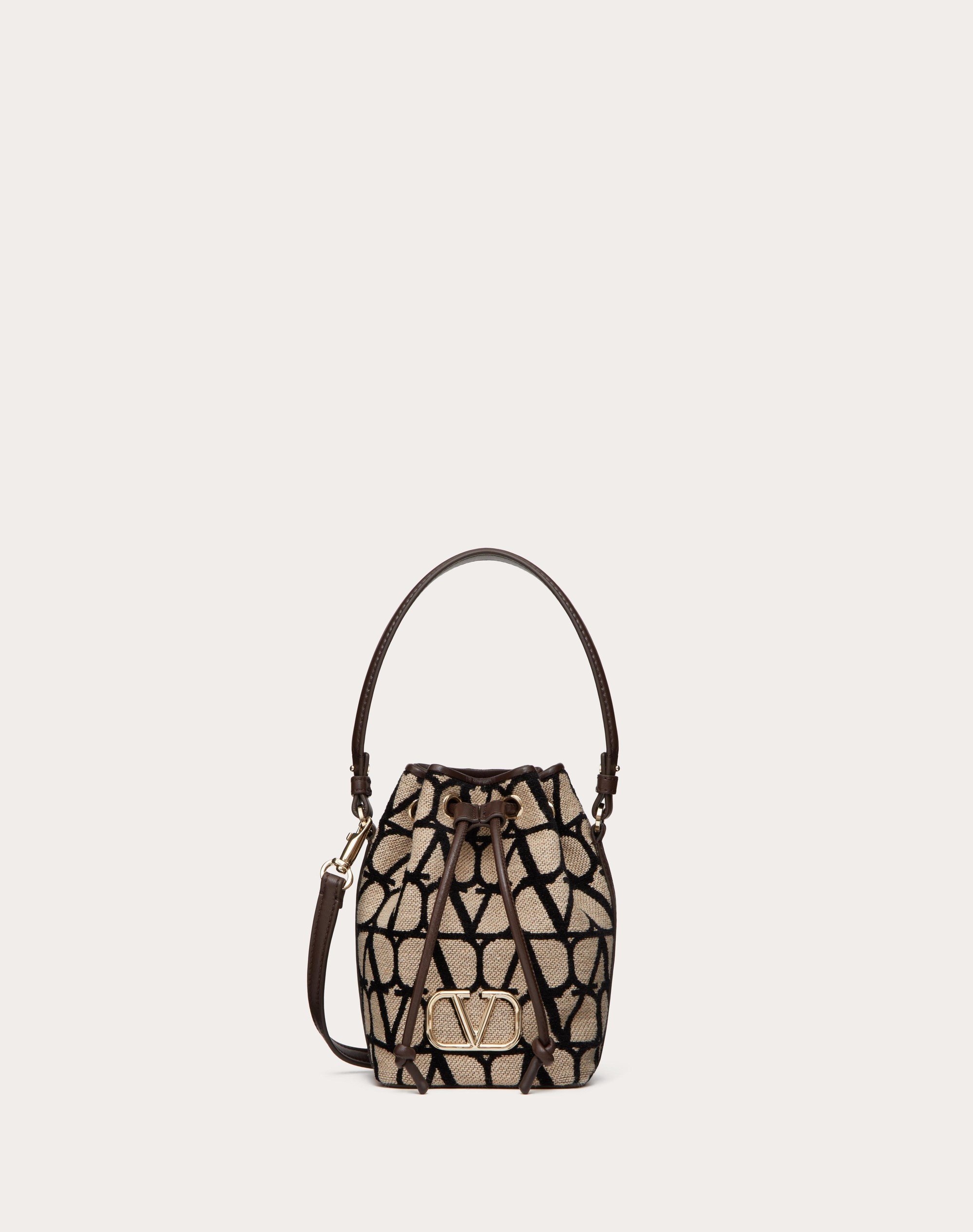 MINI VLOGO SIGNATURE BUCKET BAG IN TOILE ICONOGRAPHE - 1