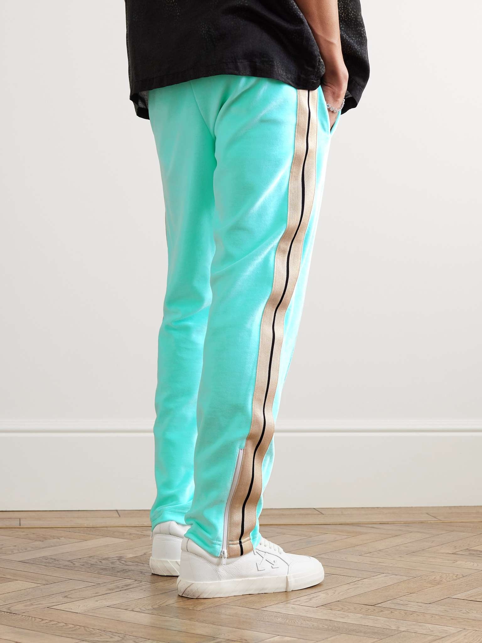 Tapered Logo-Embroidered Striped Cotton-Blend Chenille Track Pants - 4